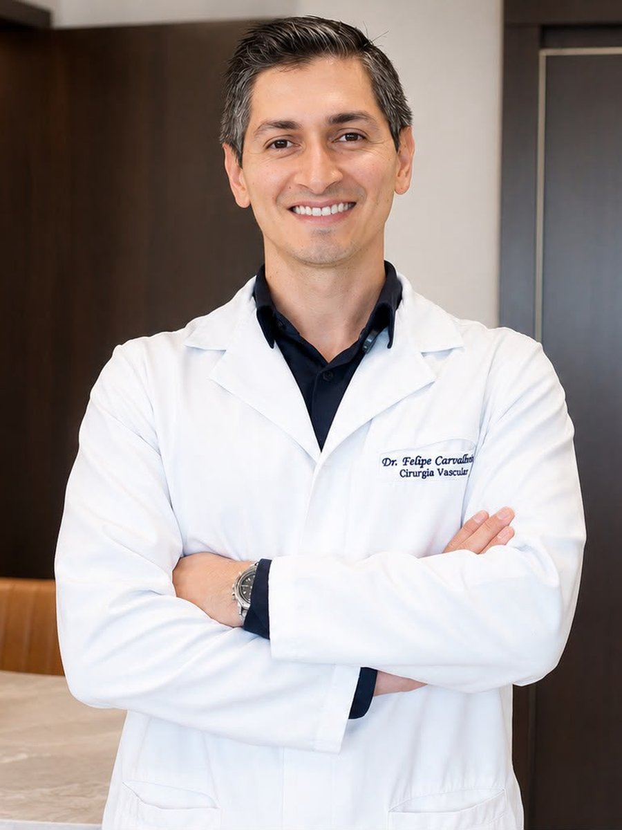 Dr. Felipe Carvalhinho, cirurgião vascular e angiologista, no consultório em Vitória-ES